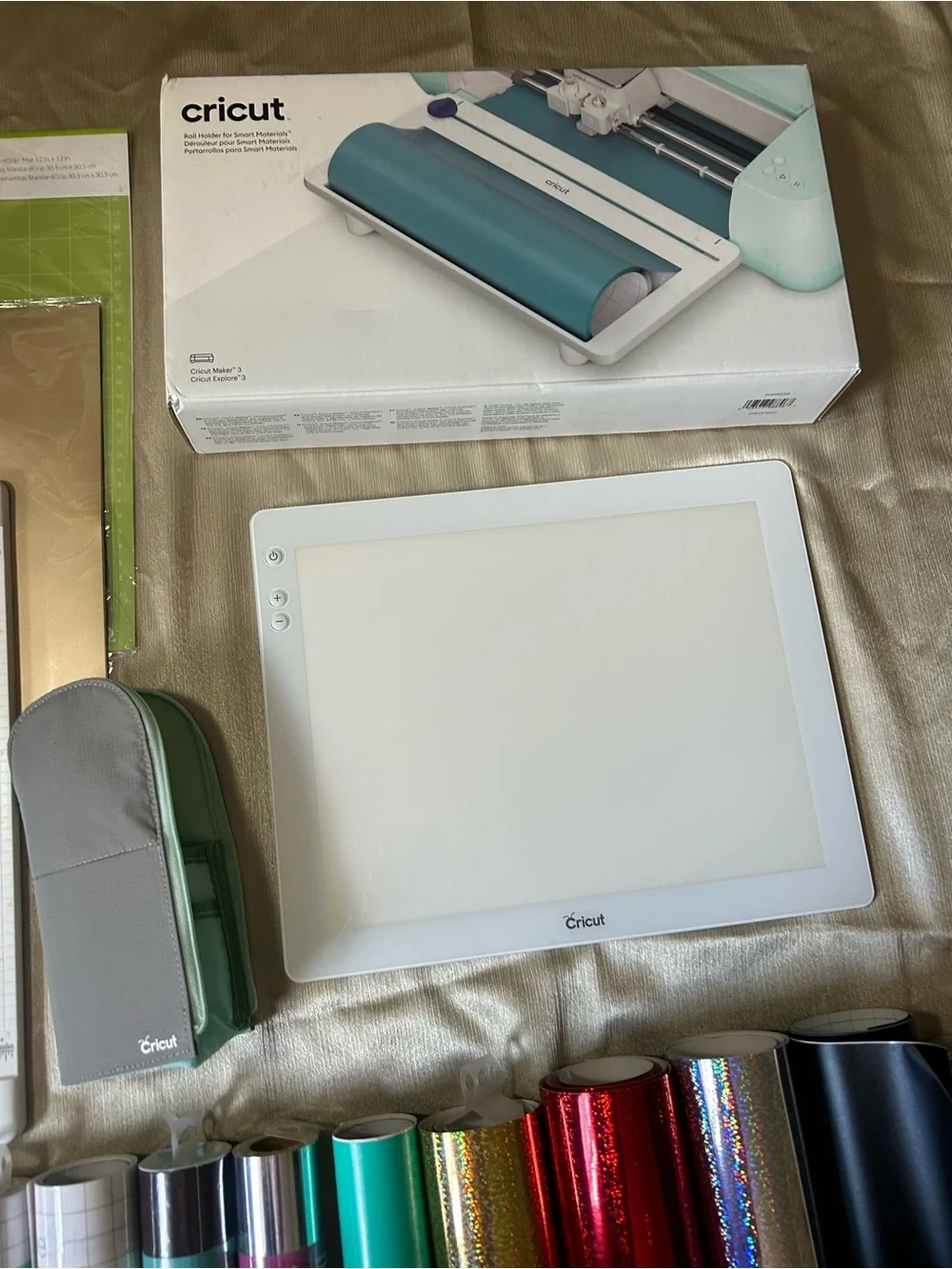 Cricut Crafting Bundle with Teal, White, Gold, Red, Black, Silver, Green Vinyls